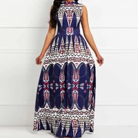 2021 new long dresses for women party wedding evening printed sleeveless high waist floor length elegant night vestidos mujer
