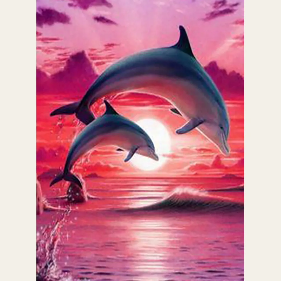 

SNA Diamond Embroidery Dolphin Cross Stitch Diamond Painting Kits Mosaic Animals Sale Rhinestones Art Handwork Gift