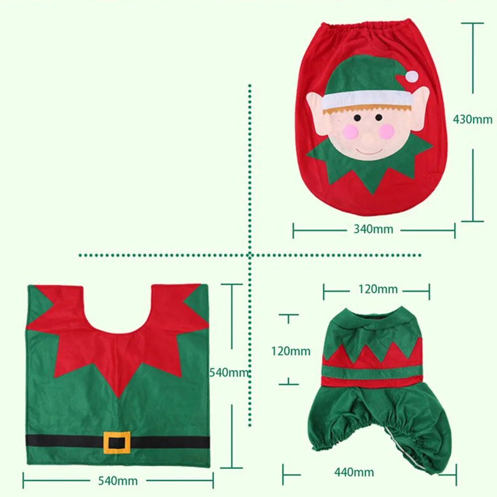 

Toilet Seat Cover Ornament Sets Christmas Decorations Elf Deer Santa Claus Home Bathroom Seat Product Decoration Supplies Set