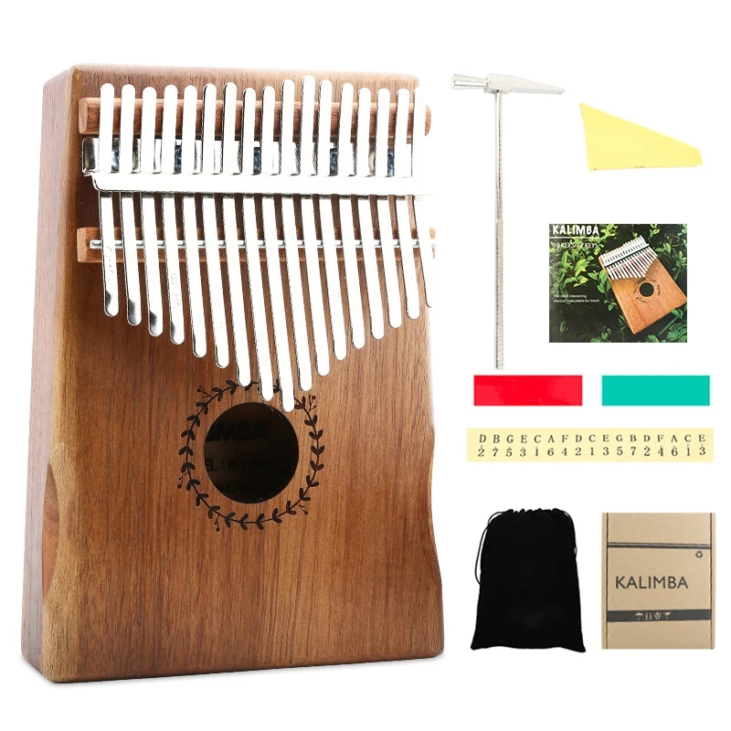 

Пианино для большого пальца Kalimba, 17 клавиш, 17 тонов, Деревянное пианино для большого пальца, инструмент из красного дерева с молотком для нас...