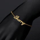 Браслет на лодыжку, из нержавеющей стали, золотистого цвета, с именем на заказ, в готическом стиле, 2021