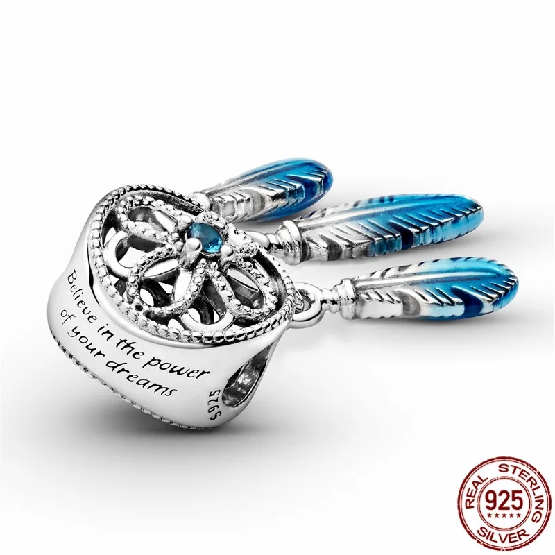 

Pulsera y brazalete de plata de ley 2021 para mujer, Cuenta de atrapasueos azul, Original, 3mm, regalo de joyera de cumpleaos
