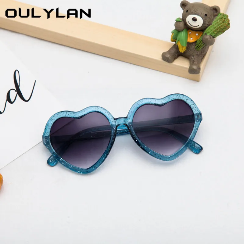 

Oulylan New Trends Heart Kids Sunglasses Boys Girls Vintage Colored Glasses Children Cute Baby Black Glasses UV400 Lovely