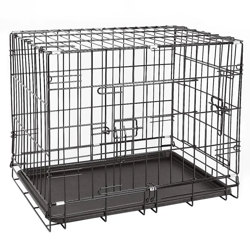 

Fast Delivery Dog Cage House with Tray Secure Dog Metal Crates Double-Door Kennel Collapsible Dog House for Small Large Dogs HWC