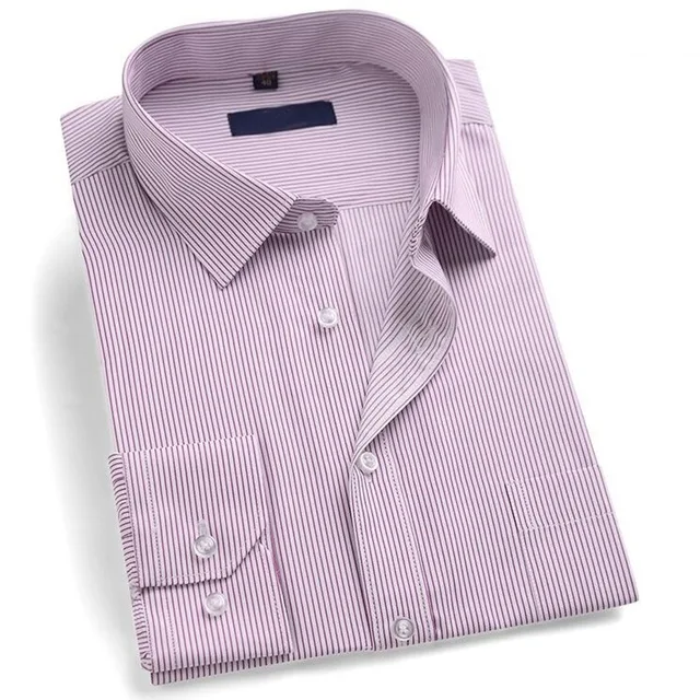 PINK Мужская рубашка 10XL 9XL, Классическая рубашка в полоску с длинным рукавом, большие размеры 5XL 6XL 8XL, осень 14XL, деловая Мужская блузка, официальная, офисная, 12XL 54 - Цвет: PINK