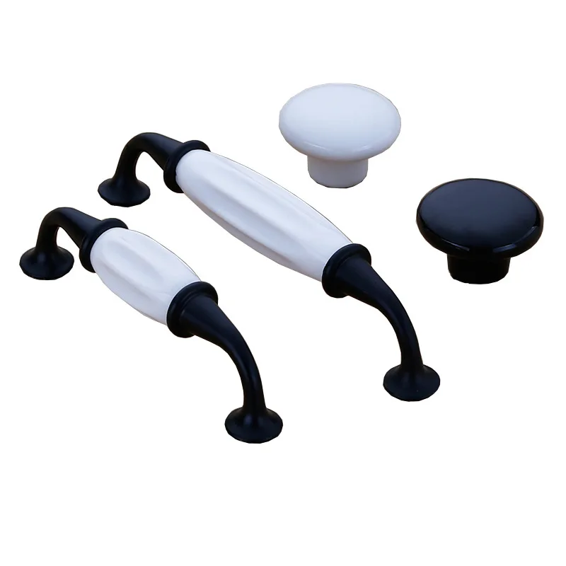 Керамическая ручка в европейском стиле для садового шкафа черная дверная из