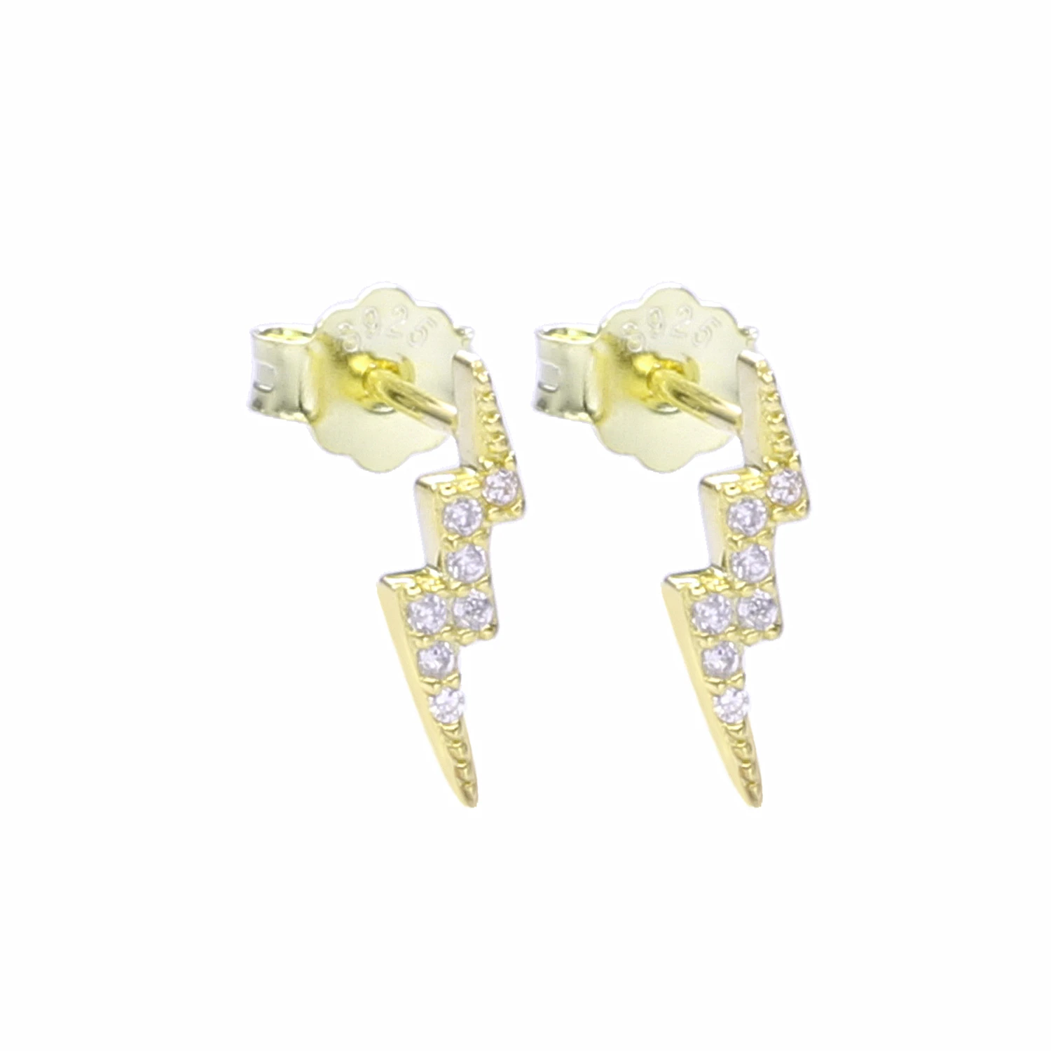 Lightning Gold Moonmory Популярные 925 пробы серебряные серьги-кольца Huggie с радужными камнями CZ серьги для европейских женщин модные ювелирные изделия - Окраска металла: Lightning Gold