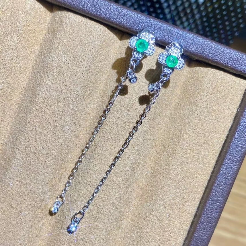 Женские серьги-капельки из серебра 925 пробы с изумрудами | Украшения и аксессуары