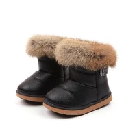 kids snow boots for girls boys winter children plush rabbit fur soft bottom toddlers cotton shoes