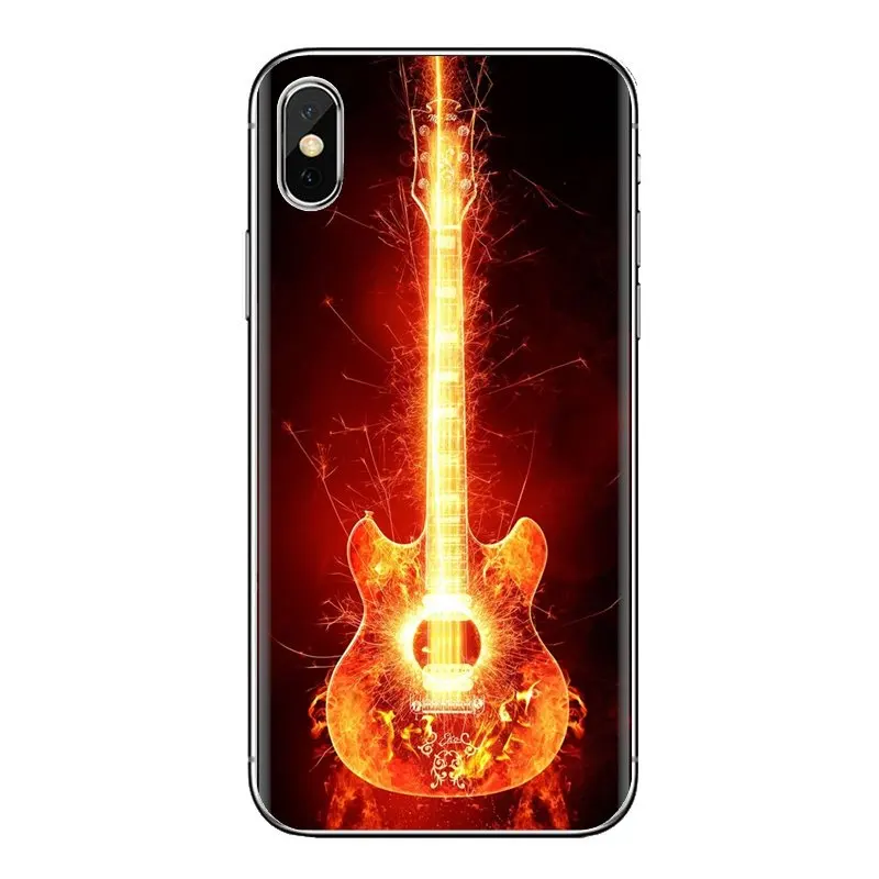 Гитара синяя Музыка Примечание электрический бас силиконовый чехол для телефона