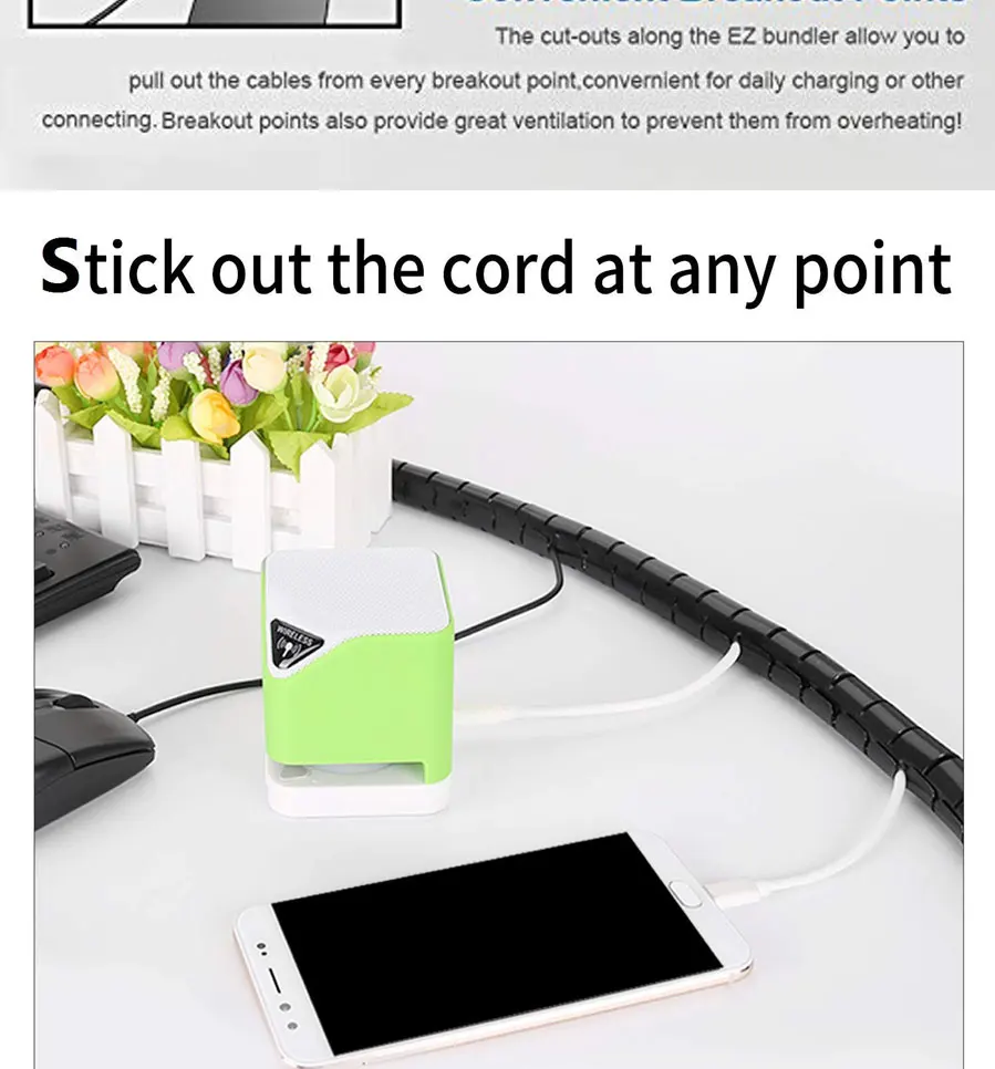 1,5 м USB кабель держатель Гибкая спиральная трубка кабельный организатор провода Обёрточная Бумага шнур протектор проволока из нержавеющей стали рулон труб устройство для сматывания шнура питания 16/22/28 мм