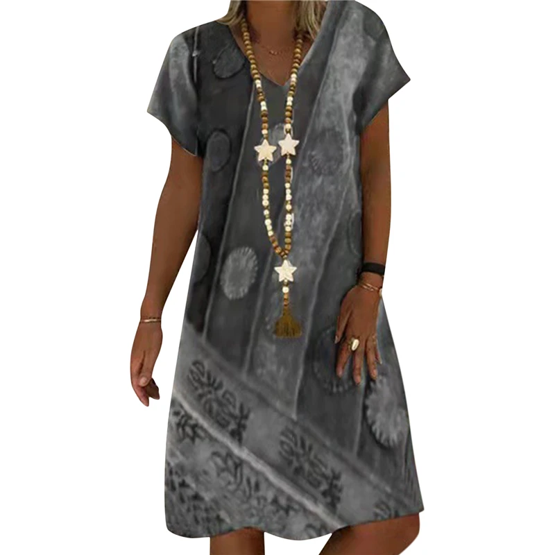 

Women Loose Dress 2021 Summer Vintage Ruffles Dress Large Sexy Summer Boho Breathable Dresses Casual Party Elegant Dresses