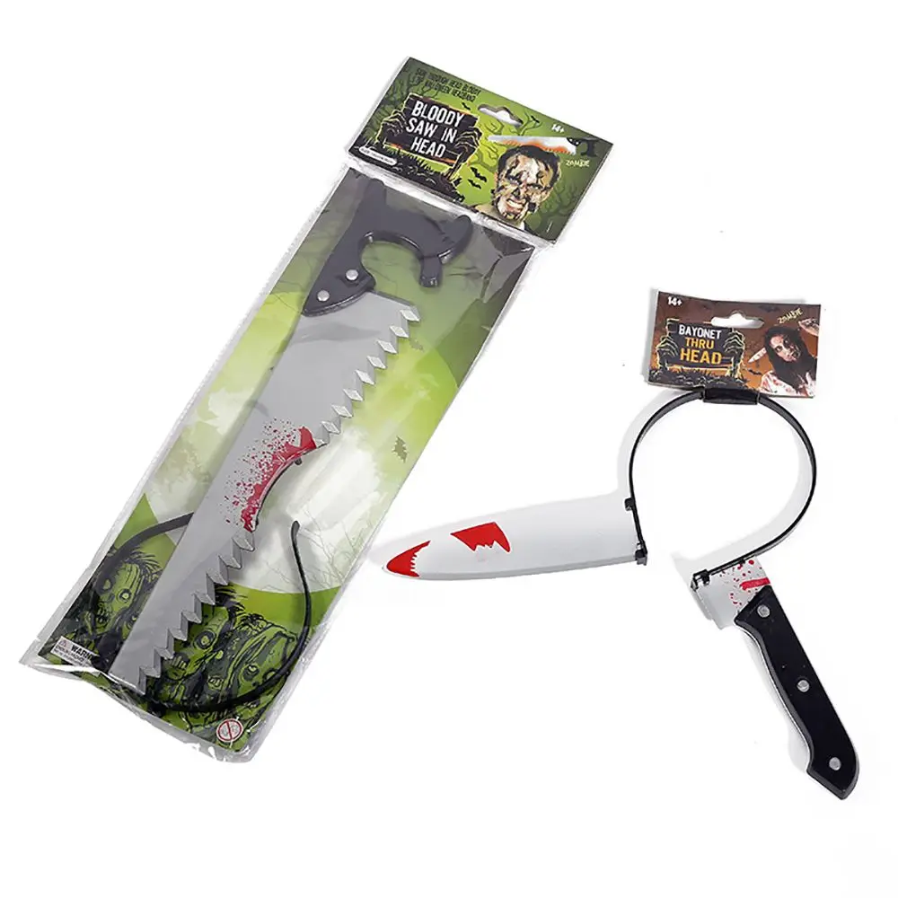 

Gags Toys Jokes Halloween Tricky Headband Plastic Toys Headwear Knife Scissor Halloween Decoration Tools Hairband Funny Gift