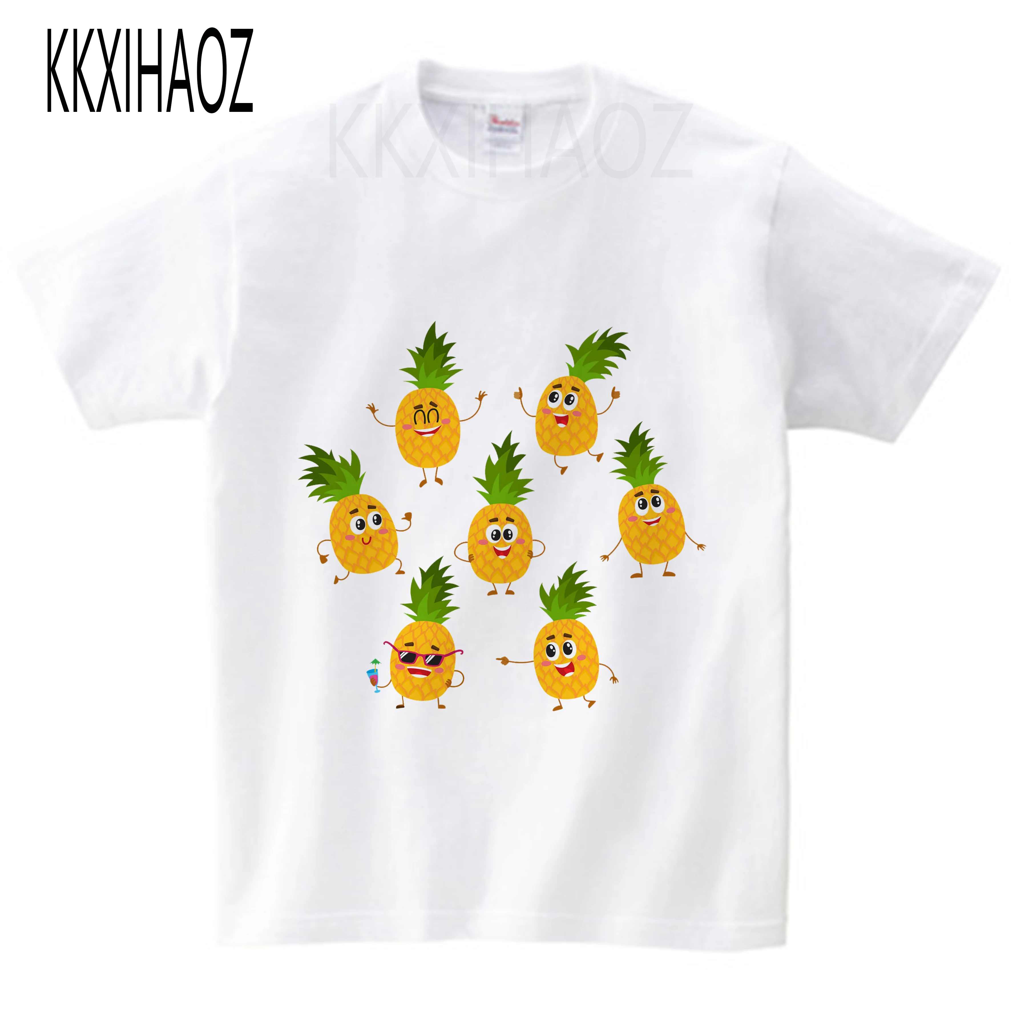 

Vogue Cute Baby Girls Kids T Shirt Pineapple Print 2020 Summer One-pieces Casual T-Shirt Boys White Clothes 2-14 Year NN