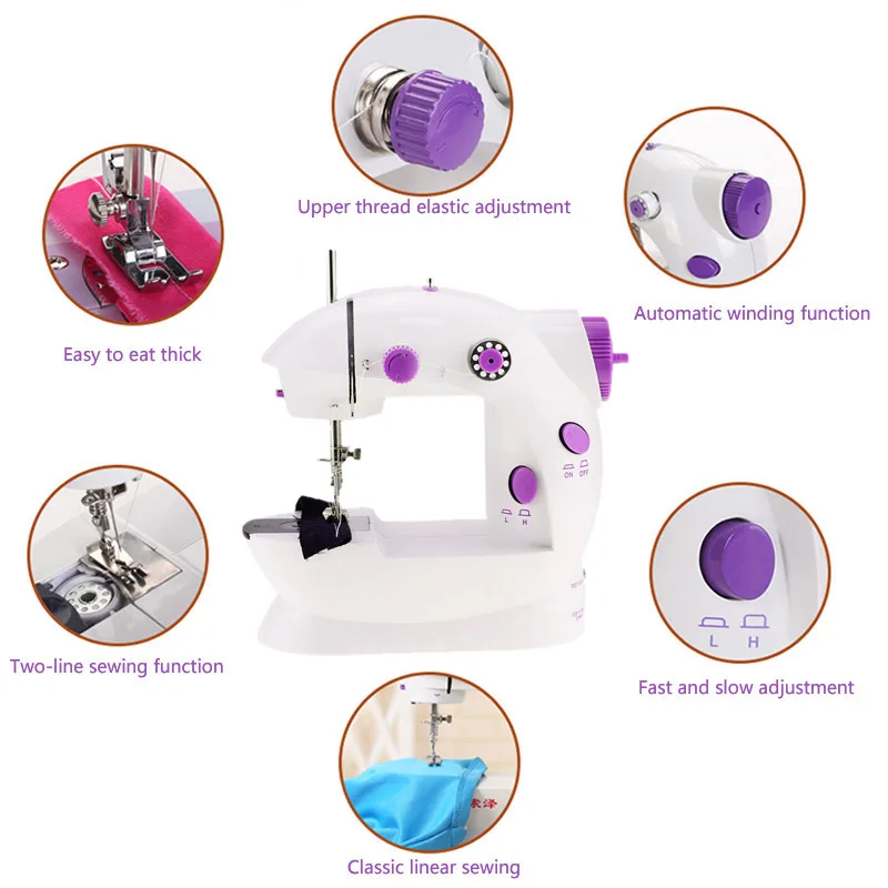 1pc Electric Mini Sewing Machine For Home Hand To Sew 220V Speed Adjustment With Light Handheld | Дом и сад