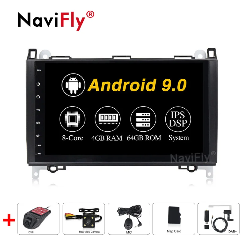 " ips DSP Android 9,0 автомобильный Радио плеер gps навигация для Mercedes Benz B200 A B класс W169 W245 Viano Vito W639 Sprinter W906 - Цвет: 8Core Camera DVR DAB
