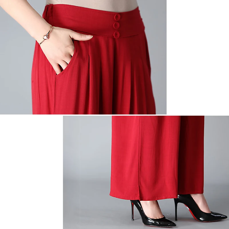 Женские брюки летние модные тонкие широкие Свободные повседневные с высокой