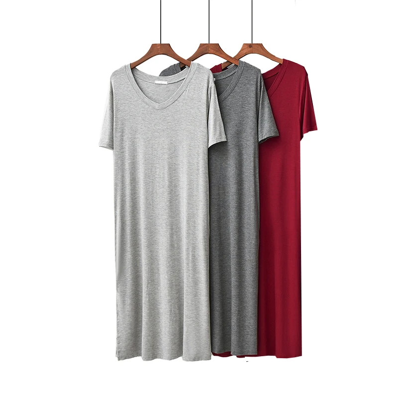 

Женская ночная сорочка с V-образным вырезом и коротким рукавом