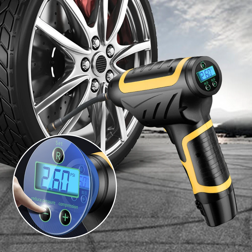 

Компрессор автомобильный Аккумуляторный с цифровым дисплеем, USB