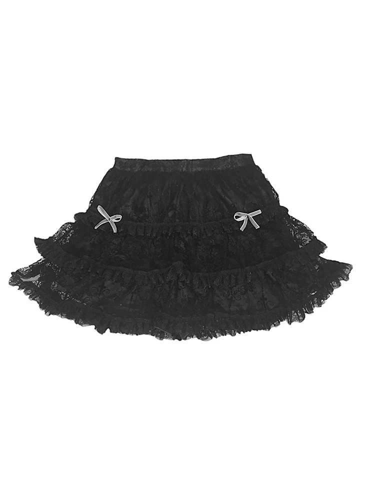 

Lace Mesh Dark Gothic Cross Tulle Skirt Cake Pantskirt Summer Ball Gown Mini jupe femme summer 2020