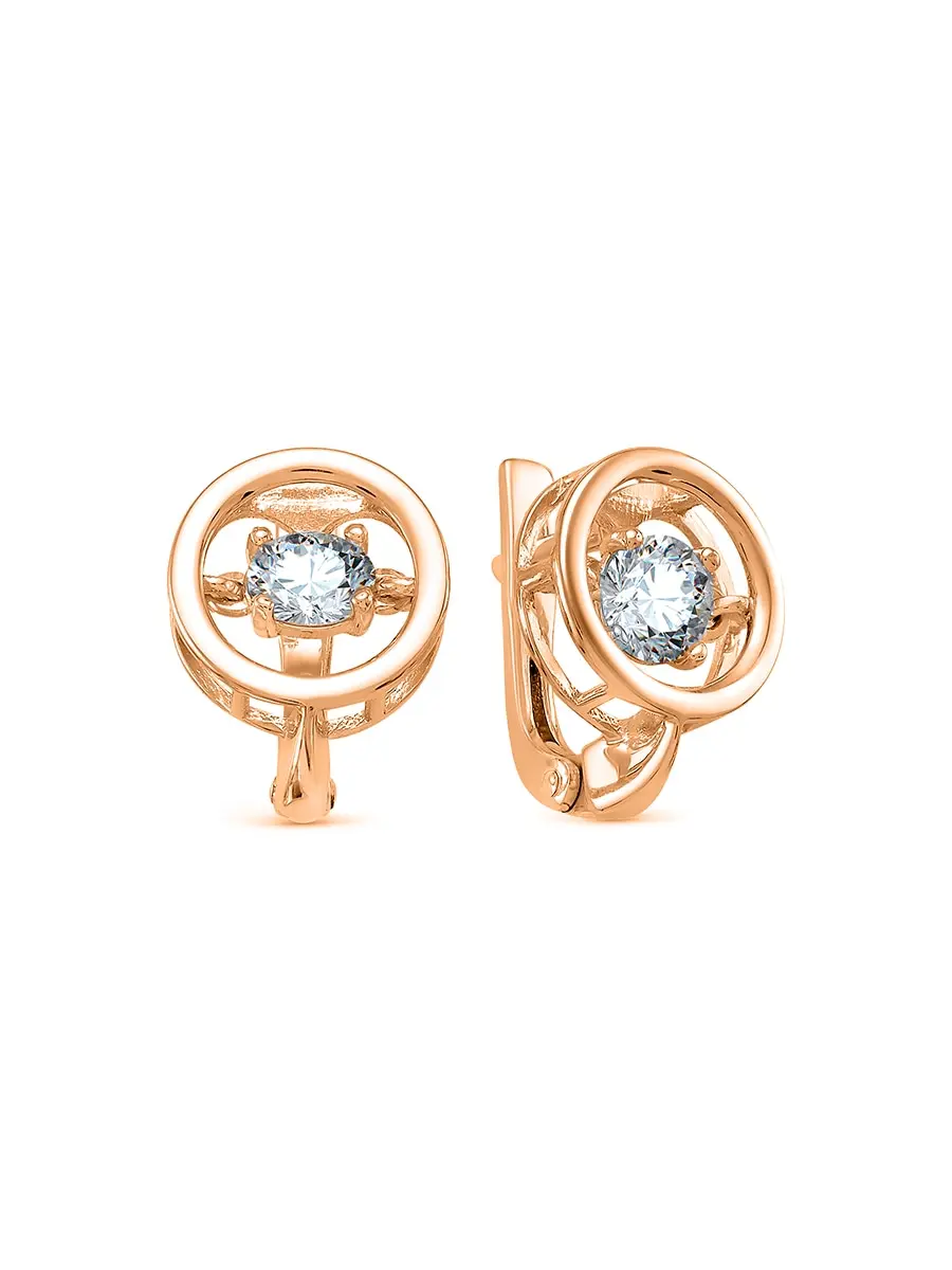 Серьги вставка &quotТанцующий&quot фианит бесцветный SamoroDki Jewelry.серебро 925пр покрытие