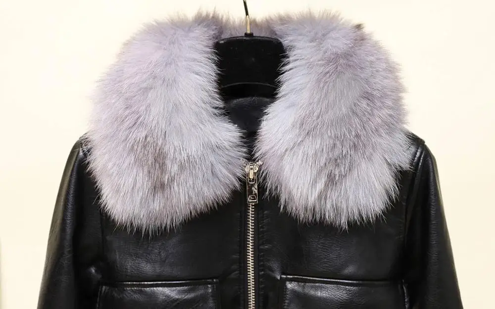 Куртка женская зимняя из искусственной кожи с меховым воротником A80308 | Женская