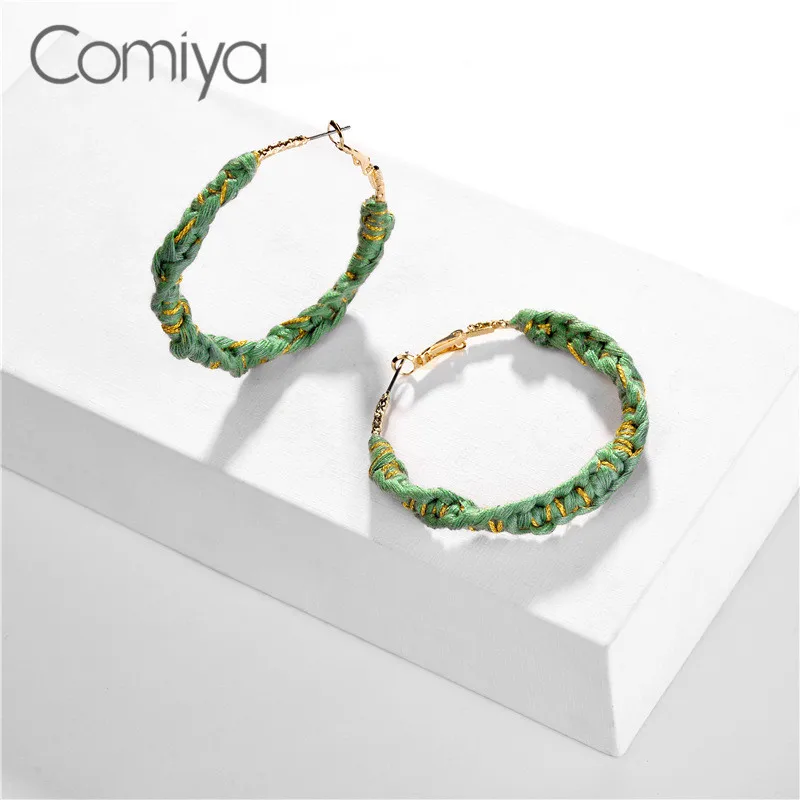 Comiya Korean Dangle Earrings Gold Color Zinc Alloy Aros Cotton Rope Brinco Jewelry Indian Accessoreis Feminino Earring | Украшения и