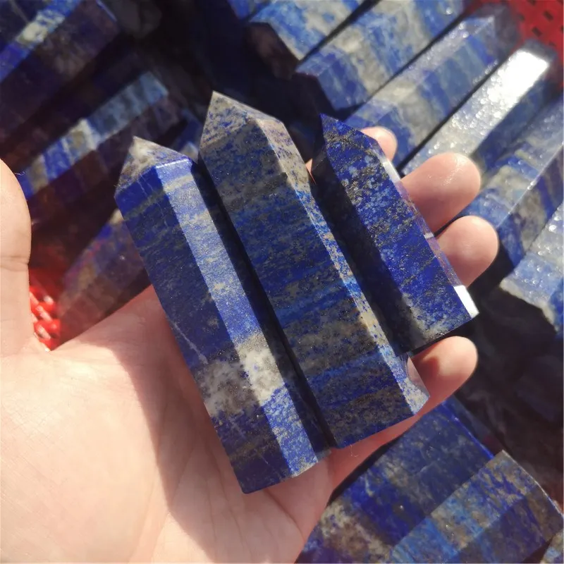 Натуральный кристалл лазурит шестигранная колонна кристальная точка