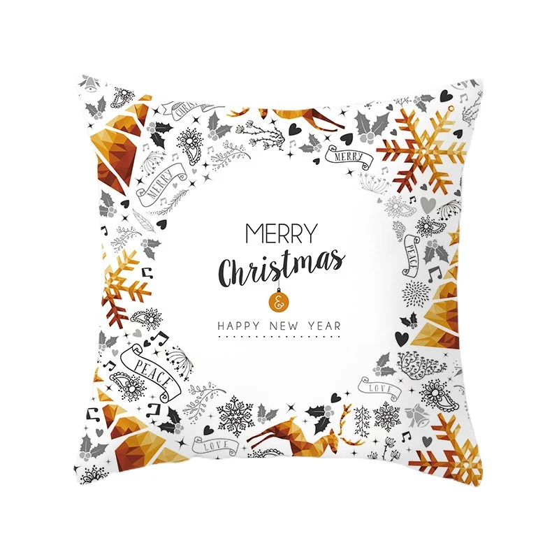 

Christmas Peach Velvet Pillowcase Sofa Custom Cushion Cover