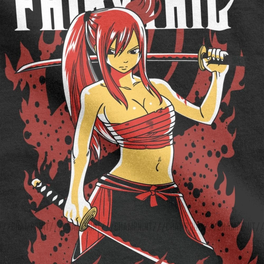 Футболка Erza Scarlet Fairy Tail мужские хлопковые футболки новинка футболка с круглым