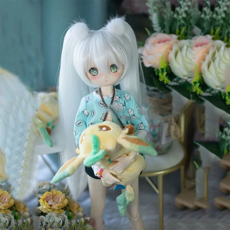 Bybrana Bjd кукла парик Аккуратные челки тигр клип двойной конский хвост аниме парик настраиваемый цвет