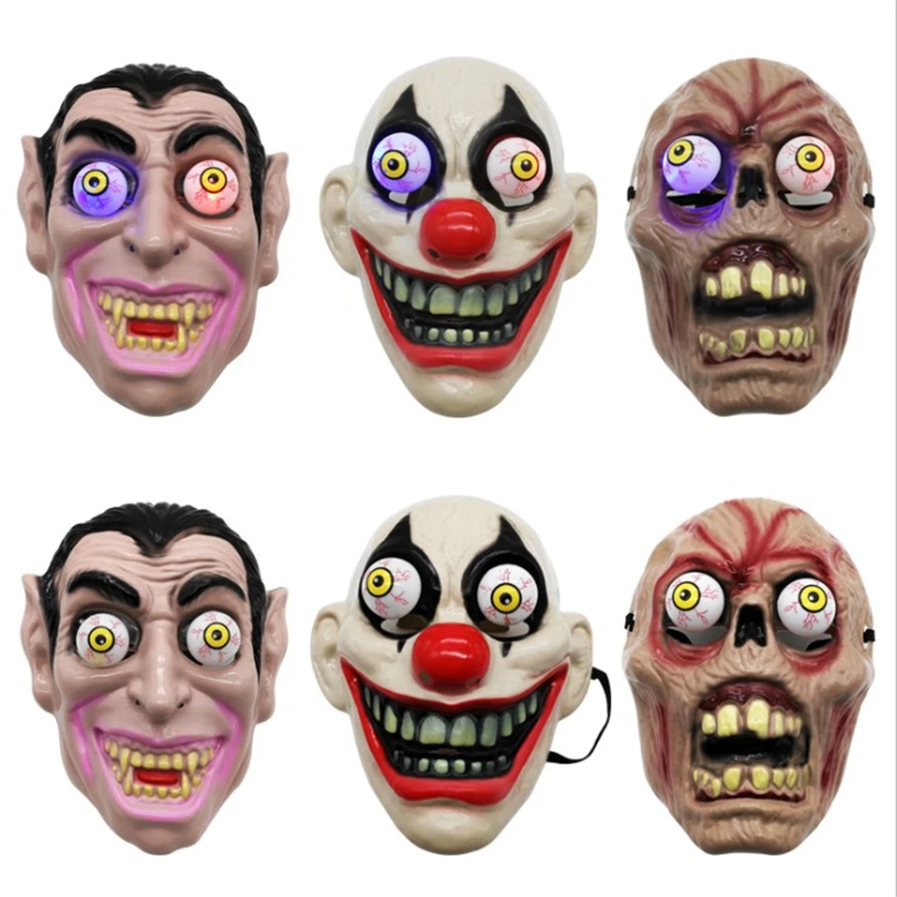 Клоун на Хэллоуин маска реквизит светящиеся глаза ужас реалистичный