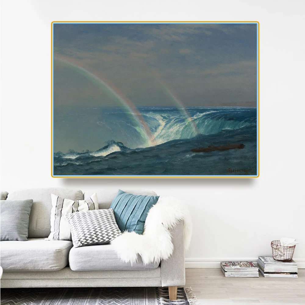 Рисунок на холсте Дом Радуги Подкова Водопад | и сад