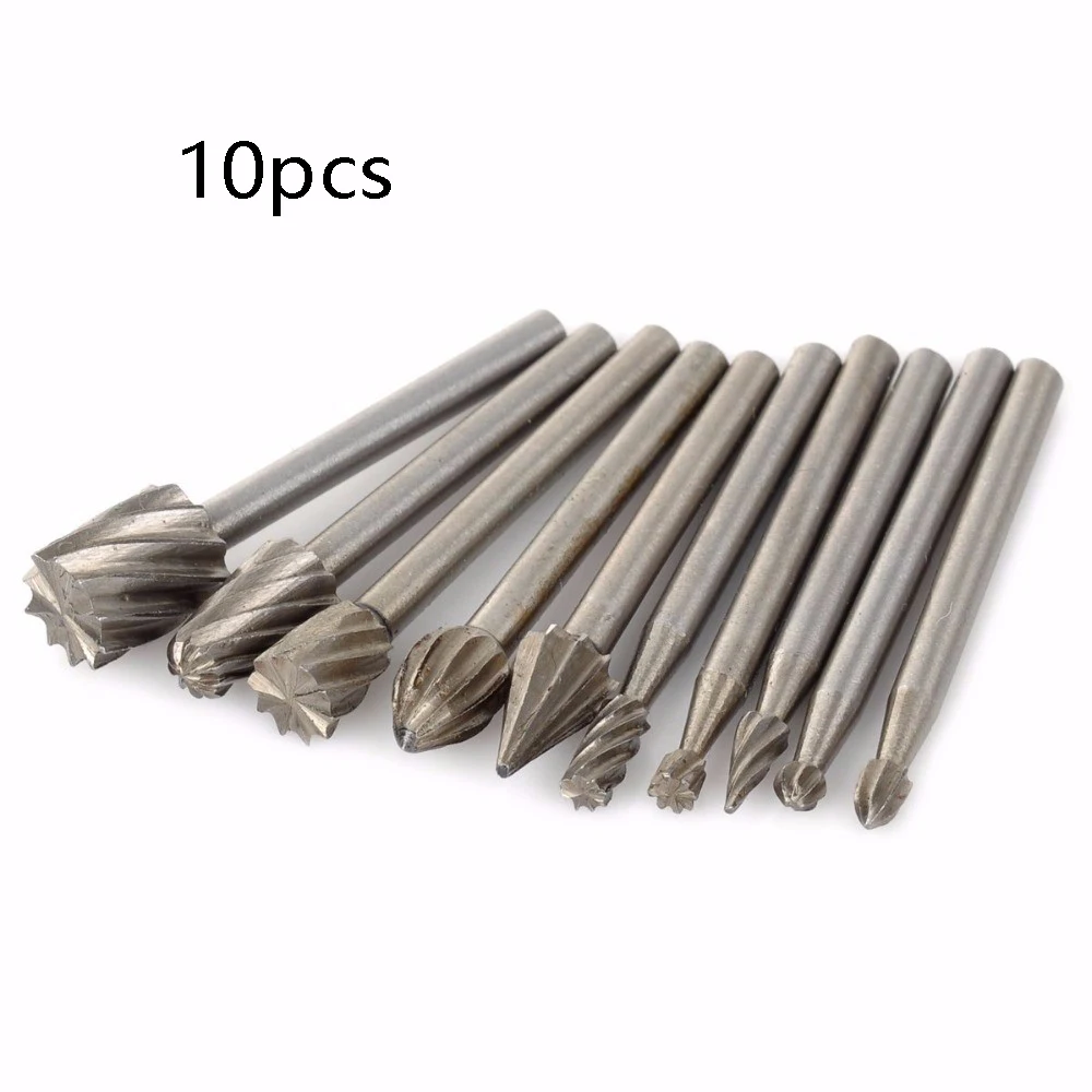 

10pcs Metalworking Drill Bits Set Wooden Tiles Marbles Surfaces Milling Rotary Burrs Power Drilling Tools