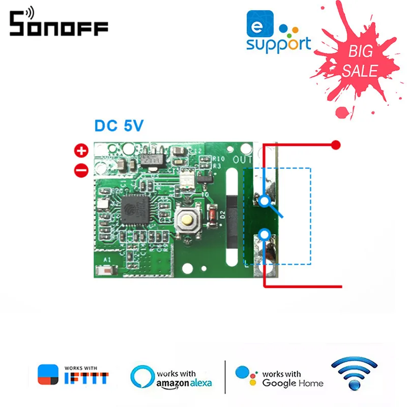 Умный Wi Fi переключатель SONOFF 5 в постоянного тока беспроводной дистанционный