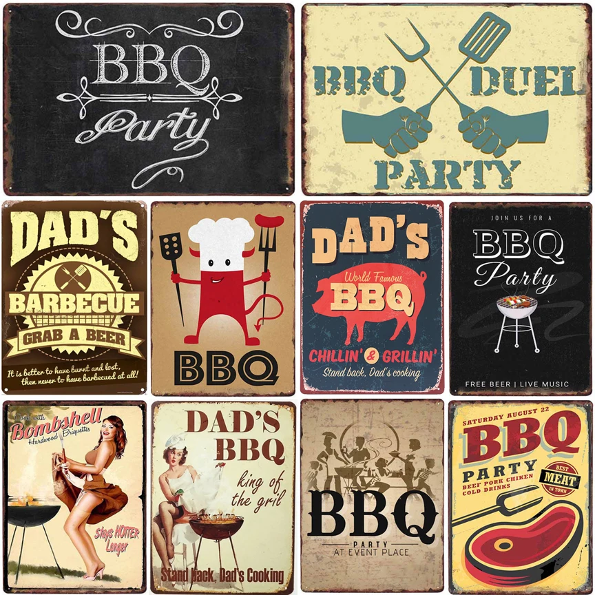 Винтажный металлический знак для вечевечерние НКИ барбекю в стиле ретро