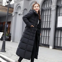6 colors women long coats parka winter female casual solid color zipper pocket cotton padded warm hooded maxi puffer coat jacket