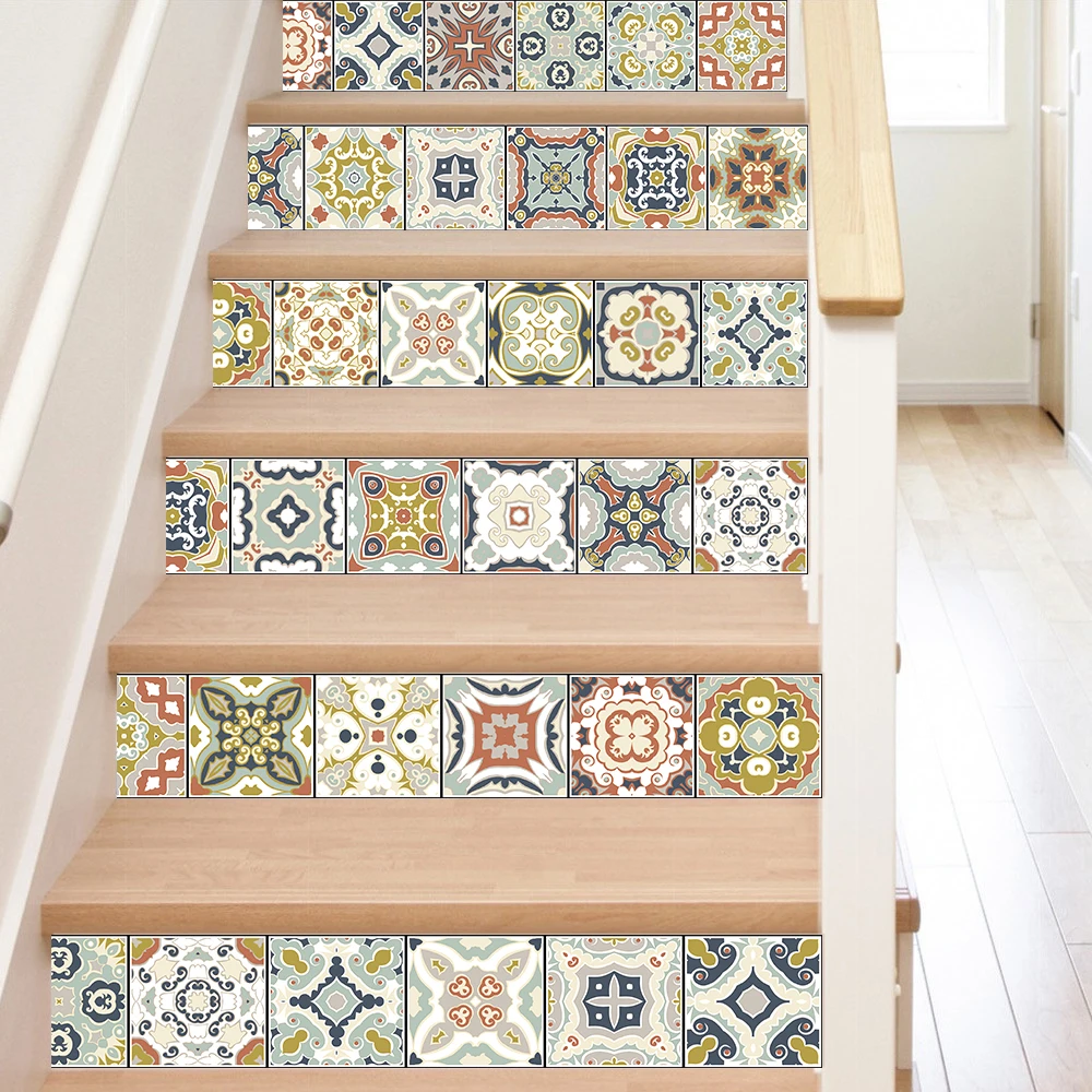

Наклейки в стиле ретро с изображением цветов, кирпича, лестницы, ступенек, полов, украшение, искусство, Настенные обои из ПВХ с защитой от мас...