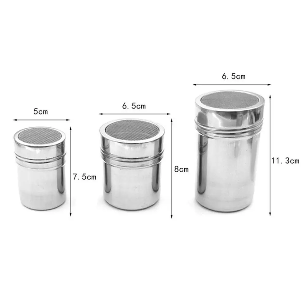 

5cm Diam Steel Powder Sprinkle Extinguishers Tank Gauze Bucket Cinnamon Cocoa Cans Powder Dusting Powder V3M6