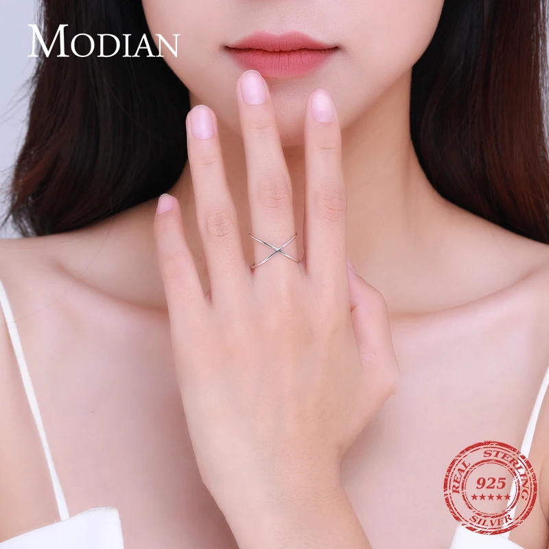 Modian 100% Стерлинговое Серебро 925 пробы Модные X-образные регулируемые Безразмерные