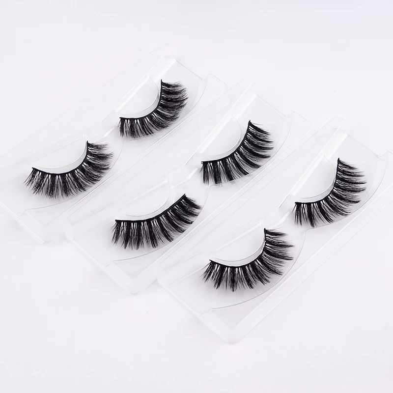 Накладные ресницы Anmor объемный натуральный норковый макияж Толстые с блестками