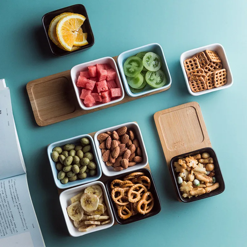 Европейская керамическая посуда набор приправ и поднос одноцветная фарфоровая