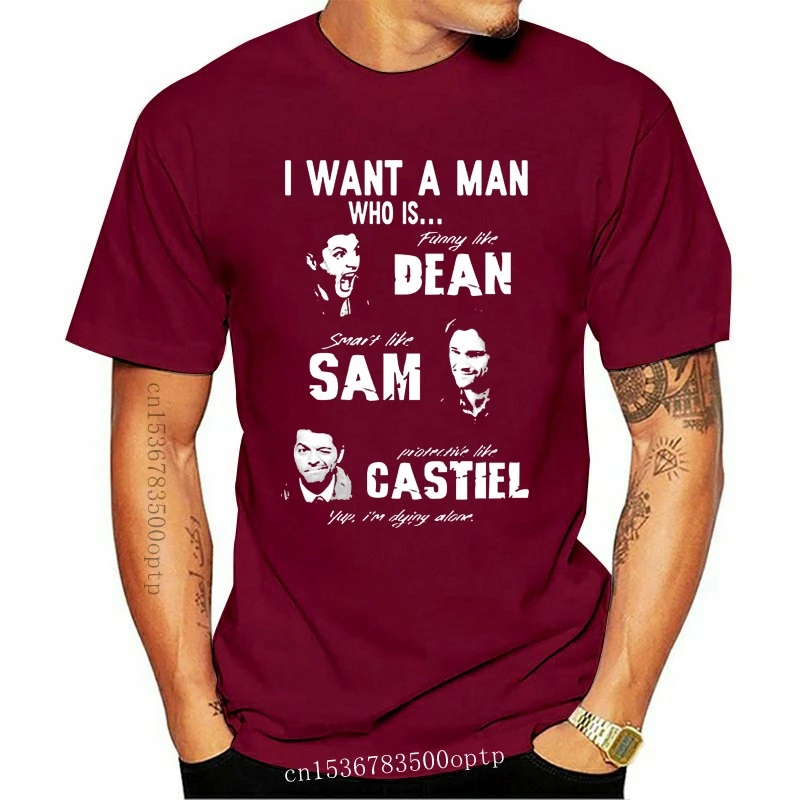 

Новая забавная черная футболка из сверхнатурального хлопка с принтом «Я хочу человека, который является Дином Сэм Кастиэль»