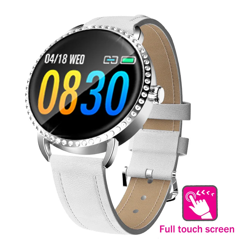 White LIGE New Diamond Surround Smart Watch Women Men Watch Heart Rate Information Reminder Waterproof Full Touch Screen smartwatch - Цвет: White