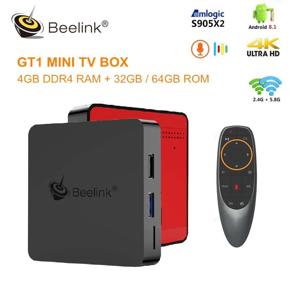 Оригинальный Beelink GT1 Мини Смарт ТВ Box Android 8 1 Amlogic S905X2 голосовой пульт