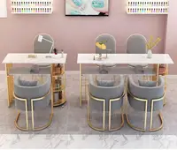 High-end light luxury manicure table web celebrity double marble countertop manicure table and chair set combination of two and