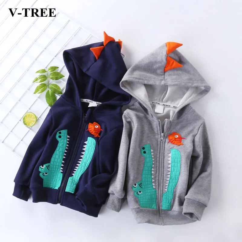 

2018 Autumn Winter Boys Jacket Dinosaur Jacket For Girls Children Zipper Outerwear Kids Hooded Windbreaker Coat