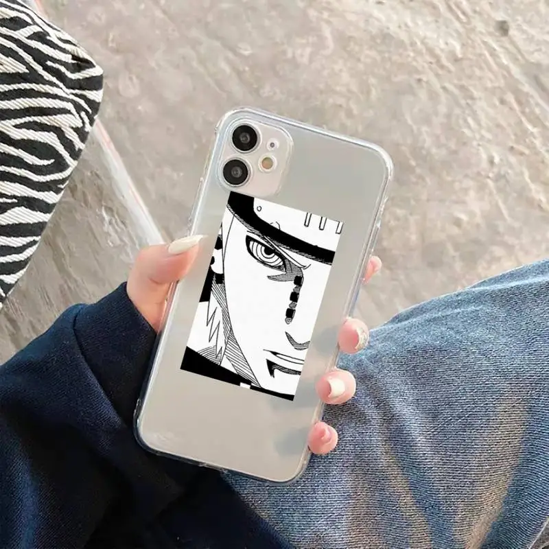 

Black Naruto Anime Pain Uchiha Sasuke Phone Case Transparent for iPhone 11 12 mini pro XS MAX 8 7 6 6S Plus X 5S SE 2020 XR