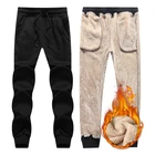 Мужские зимние Утепленные штаны для бега, мужские флисовые брюки большого размера 5XL, повседневные утепленные спортивные брюки, Мужская брендовая спортивная одежда