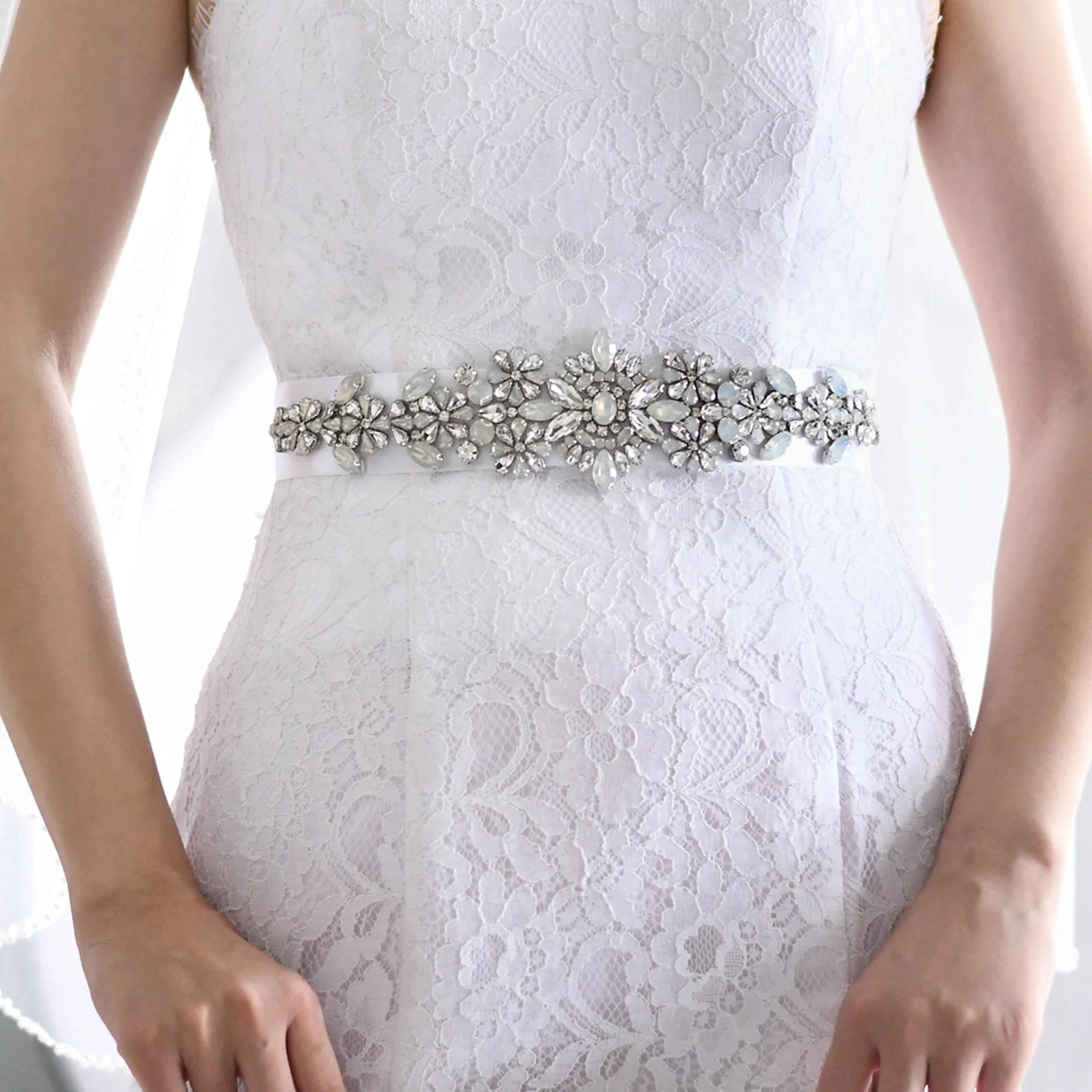 Блестящий женский ремень TRiXY для свадебных торжеств стразы синего цвета с опалом